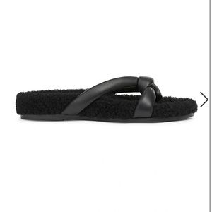 Lafayette 148 HONORE SHEARLING LEATHER-STRAPPED SANDALS